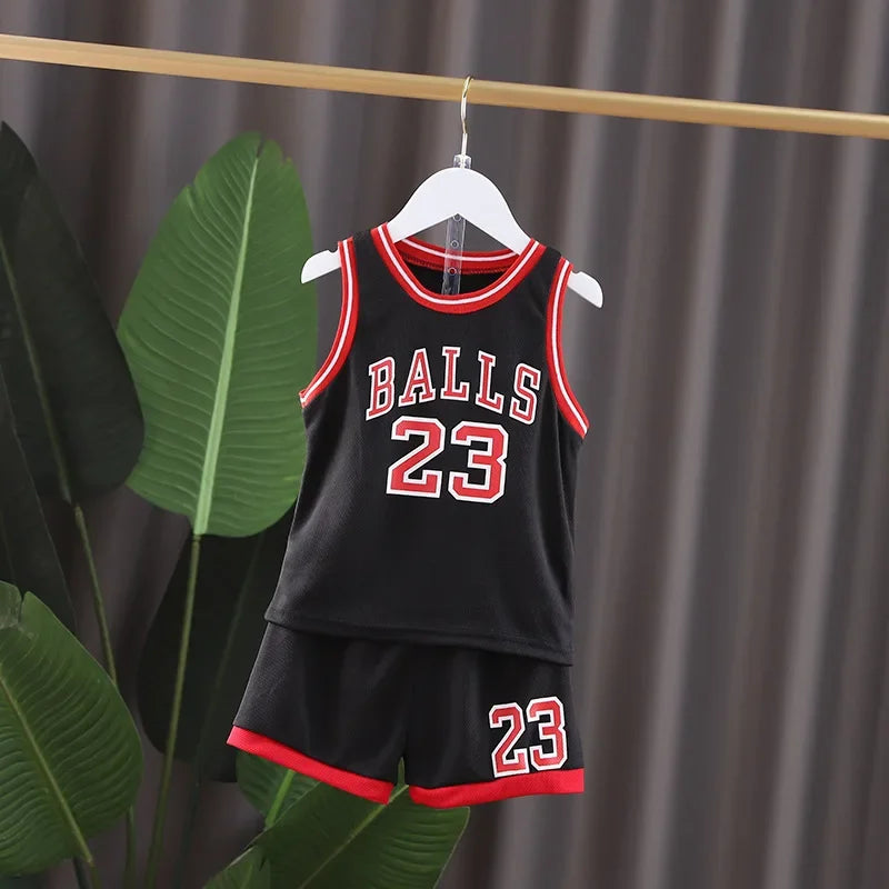 2025 Summer Baby Basketball Outfit – T-Shirt & Shorts Tracksuit for Boys & Girls (Ages 1-6)