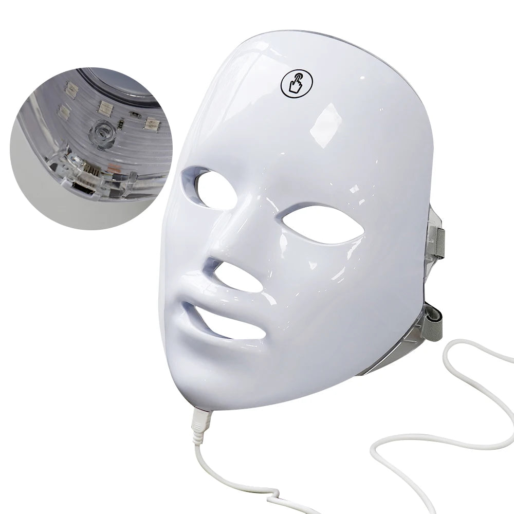 LED 7-Colors Facial Mask – Photodynamic Therapy for Skin Moisture, Rejuvenation, Anti-Acne, Wrinkle Removal & Pore Shrinking – Professional Salon & Home Use