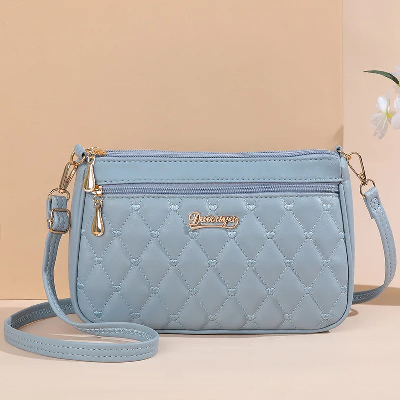 Embroidered Leather Handbag – Stylish Messenger Shoulder Bag for Women