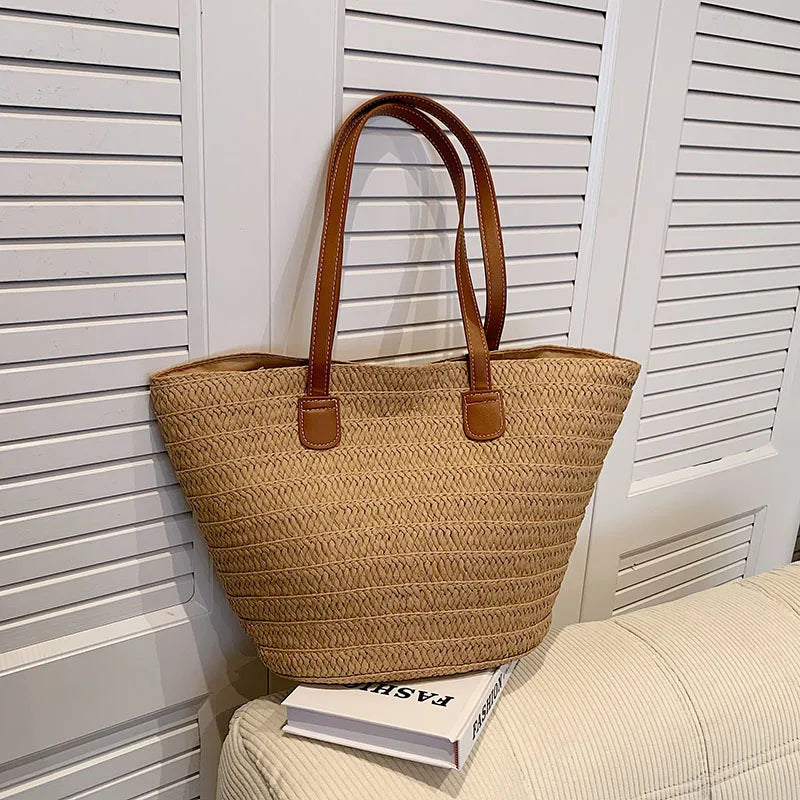 Luxury Straw Beach Tote – Large Capacity Summer Shoulder Bag for Women