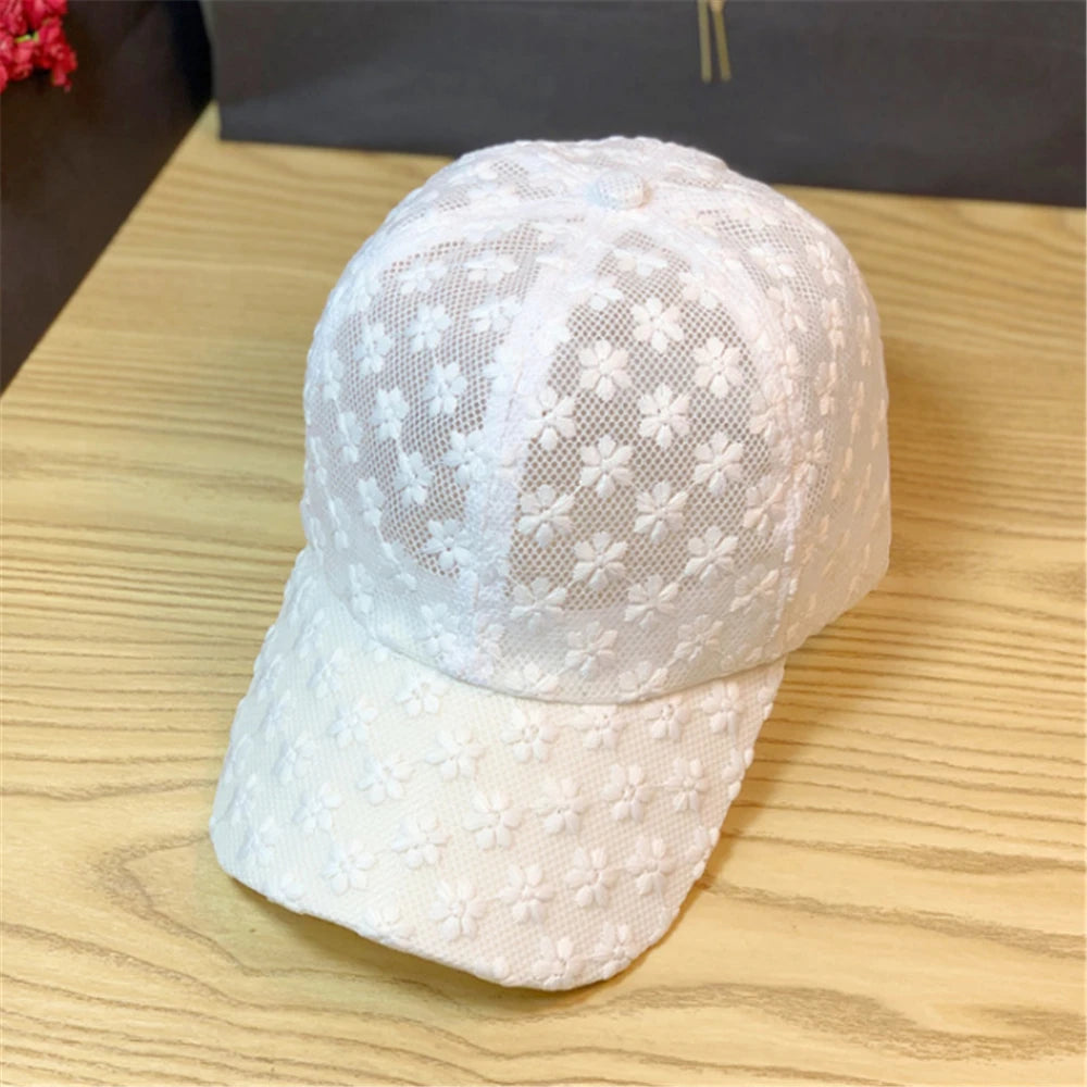 Lace Flower Thin Baseball Cap – Women’s Summer Breathable Sun Hat