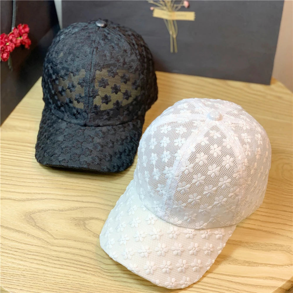 Lace Flower Thin Baseball Cap – Women’s Summer Breathable Sun Hat