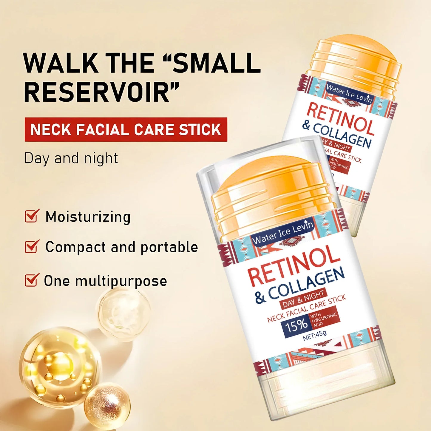 45g Retinol Lifting & Firming Cream Stick – Collagen Face Moisturizer, Smooths Wrinkles, Whitens & Brightens Skin