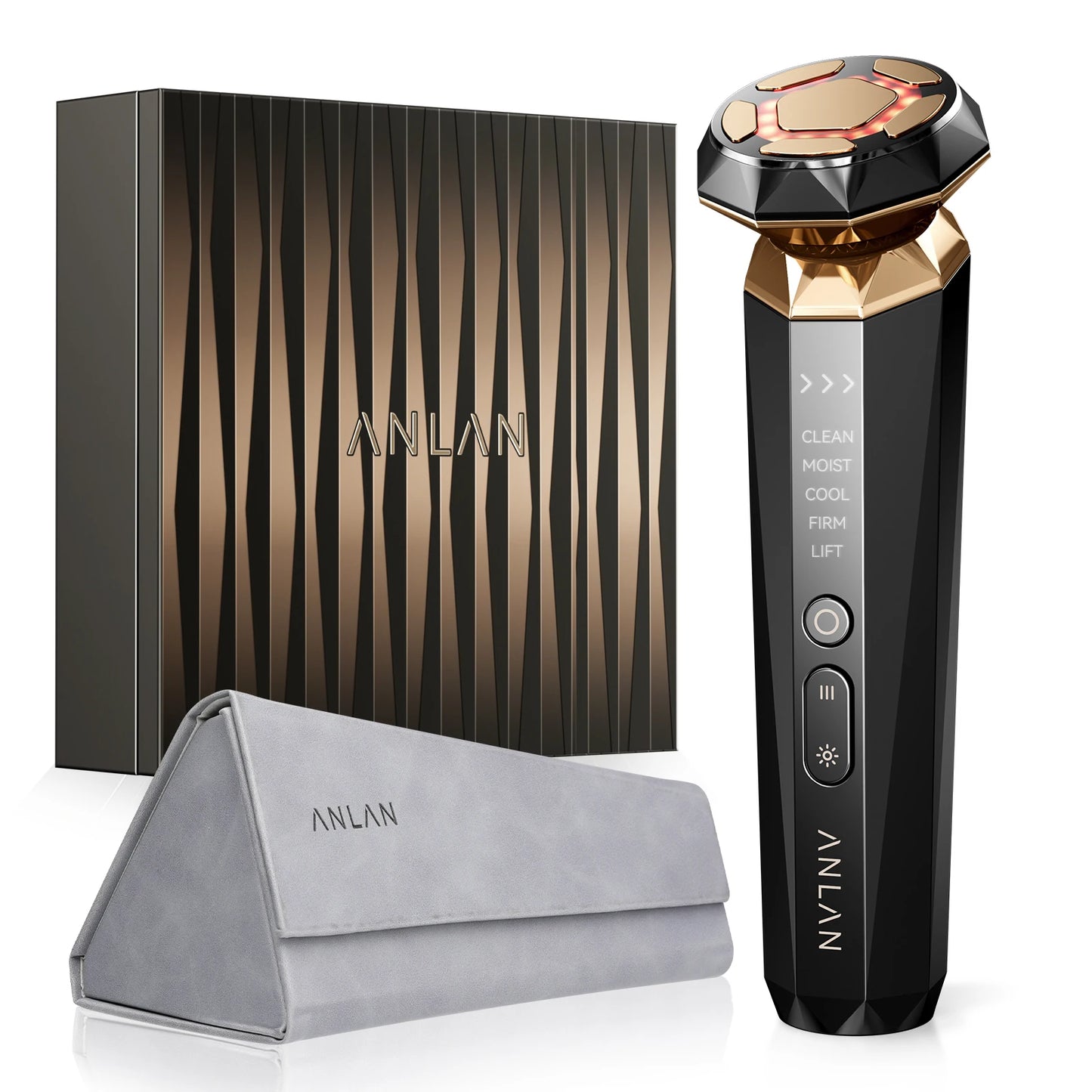ANLAN Pro Skincare Device – 18K Gold RF EMS Facial Massager for Skin Tightening & Lifting