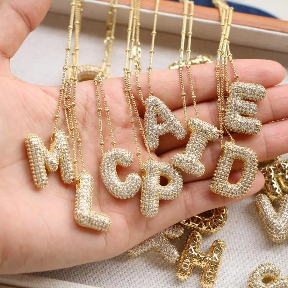 Gold A–Z Letter Necklace – Zircon Pendant Minimalist Chain