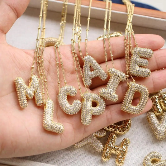 Gold A–Z Letter Necklace – Zircon Pendant Minimalist Chain