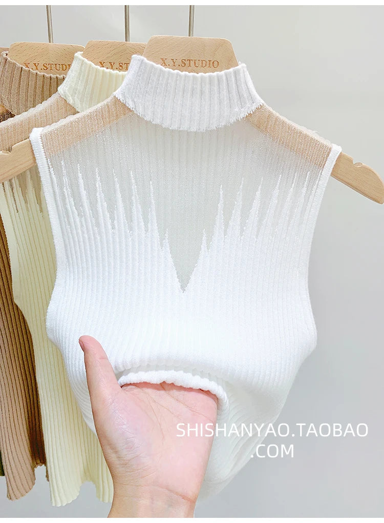 Y2K Mesh Knit Tank Top – Sleeveless Cut-Out Streetwear Style