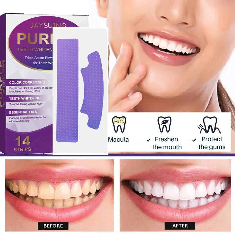 Purple Teeth Whitening Strips – Remove Stains, Fresh Breath & Brighten Smile