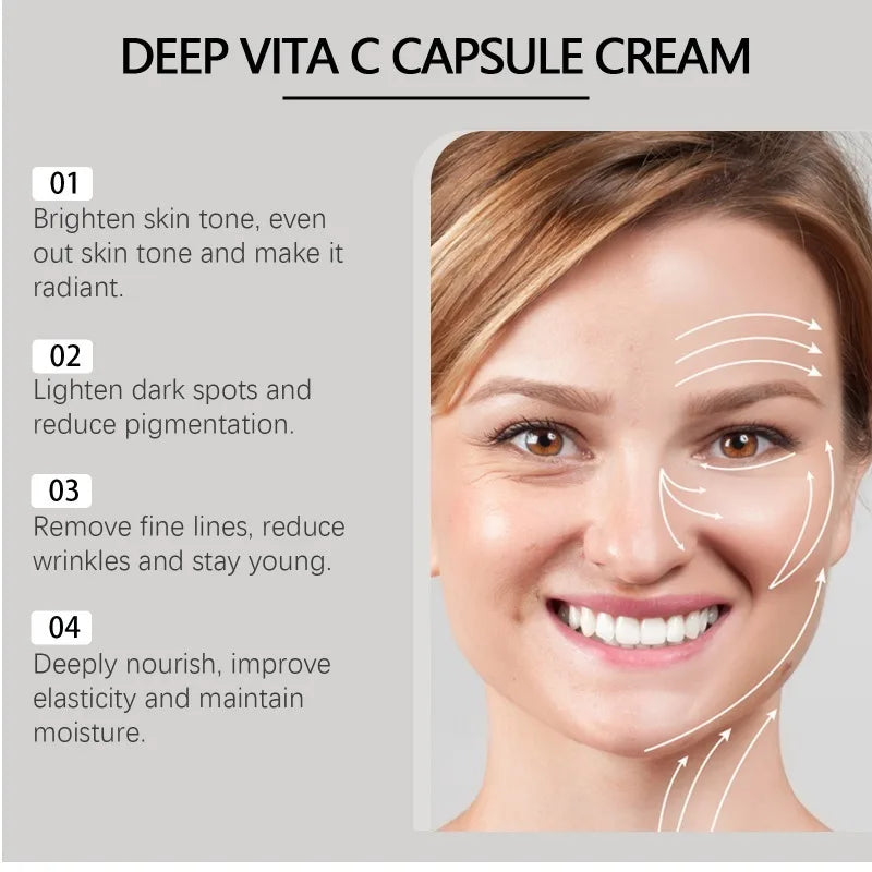 Deep Vita C Capsule Cream – Face Moisturizer Gel with Collagen & Niacinamide | Anti-Wrinkle, Firming, Repairing & Hydrating Skincare