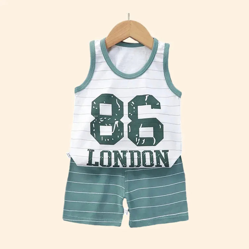 Children’s Summer Cotton Sets – Boys & Girls Sleeveless Tank Tops & Shorts