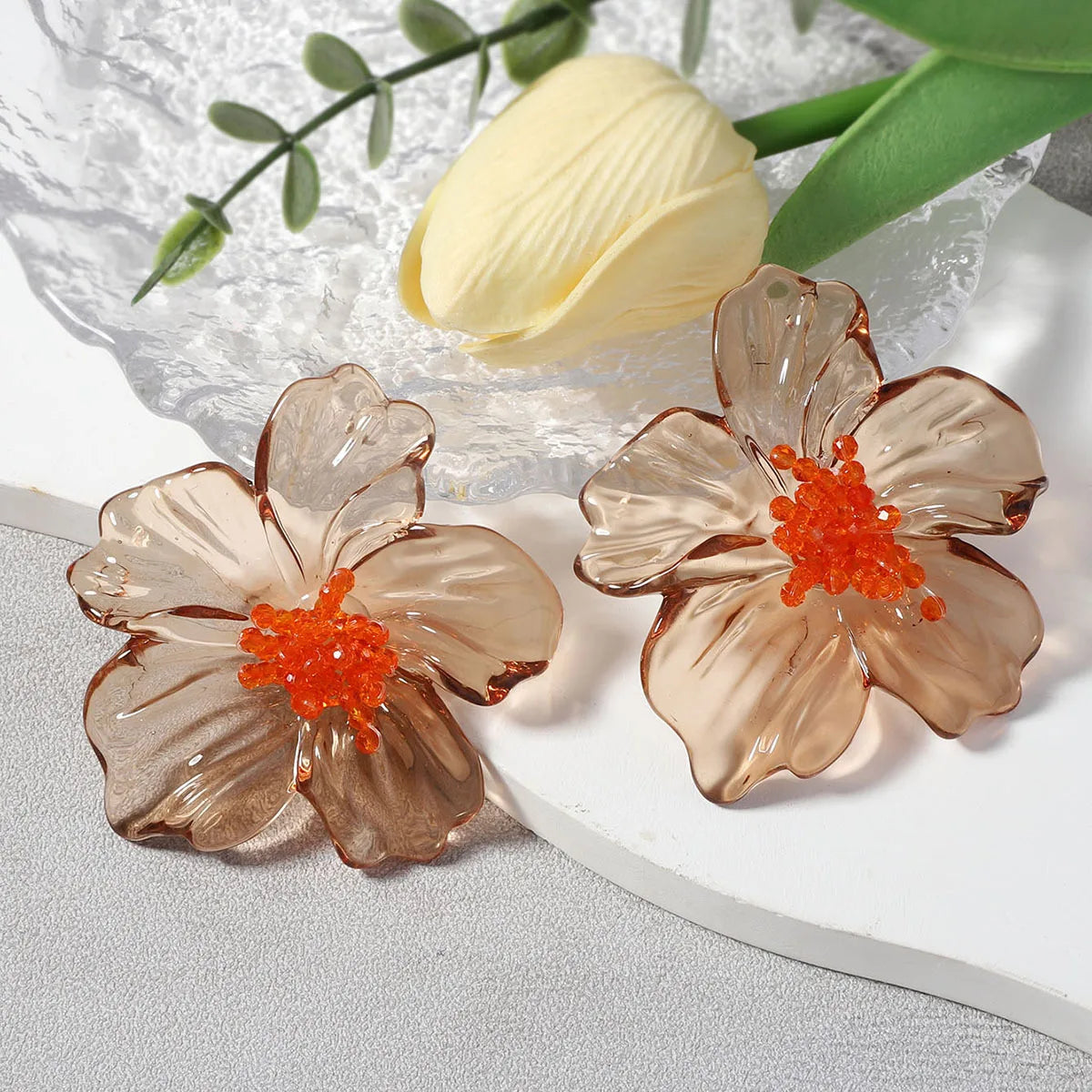 Colorful Resin Flower Earrings – Luxury Women’s Holiday Jewelry