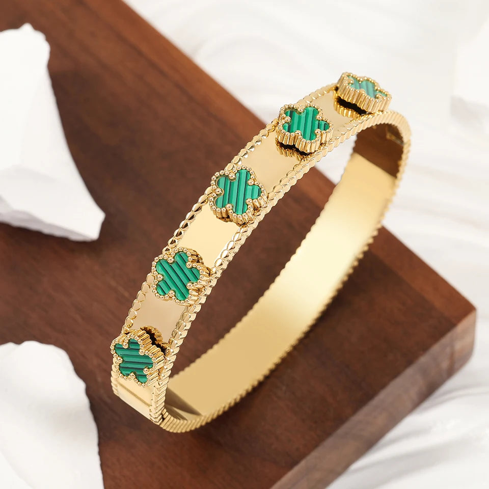 18K Gold-Plated Flower Bracelet – Plum Blossom Cuban Chain Women’s Jewelry