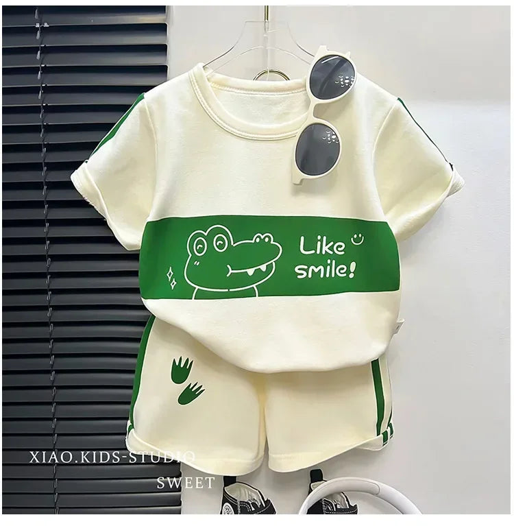 Kids Cotton Summer Set – Short Sleeve Tops & Shorts for Girls & Boys