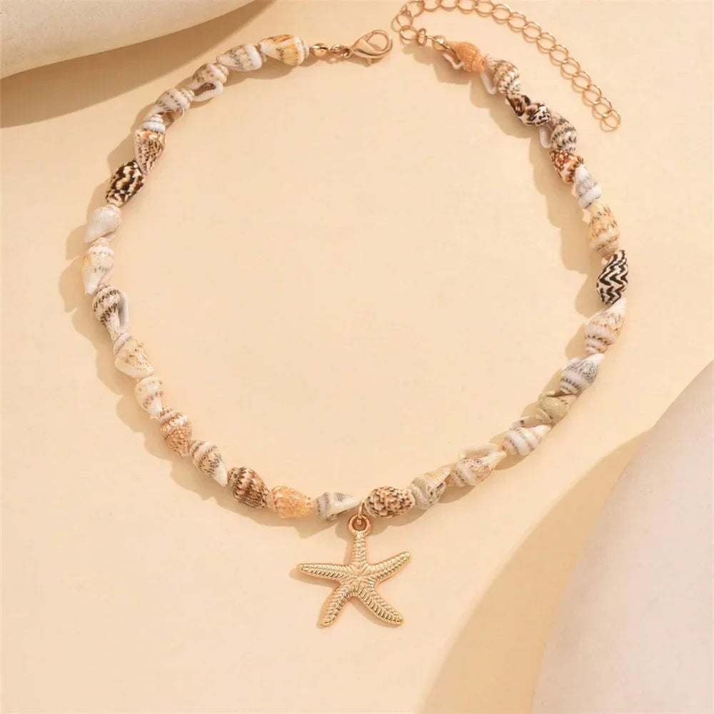 Seashell & Starfish Necklace – Handmade Ocean-Inspired Choker