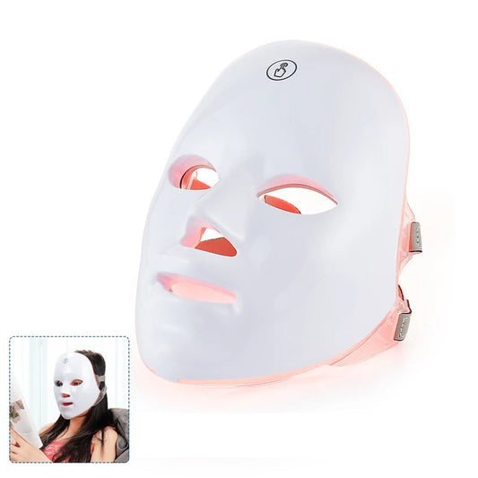 Wireless 7-Color LED Face Beauty Machine – Photon Therapy Facial & Neck Mask for Skin Tightening and Rejuvenation