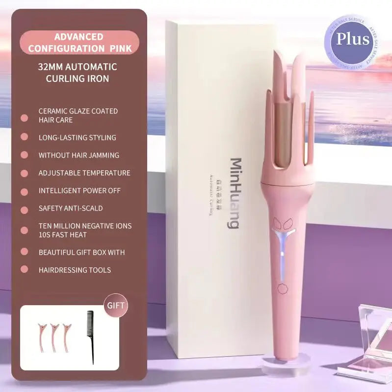 Automatic Curling Iron 32mm – Ceramic Hair Curler with Anion Technology & Fast Heating