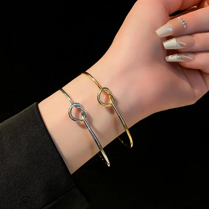 Vintage Woven Twist Stainless Steel Bracelets – Men's & Women's Goth Streetwear Jewelry