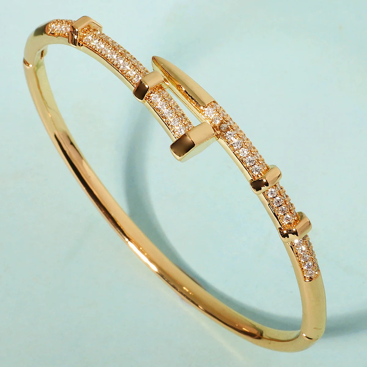 Classic Stainless Steel Nail Bracelet – Sparkling Zircon Bangle Jewelry Gift