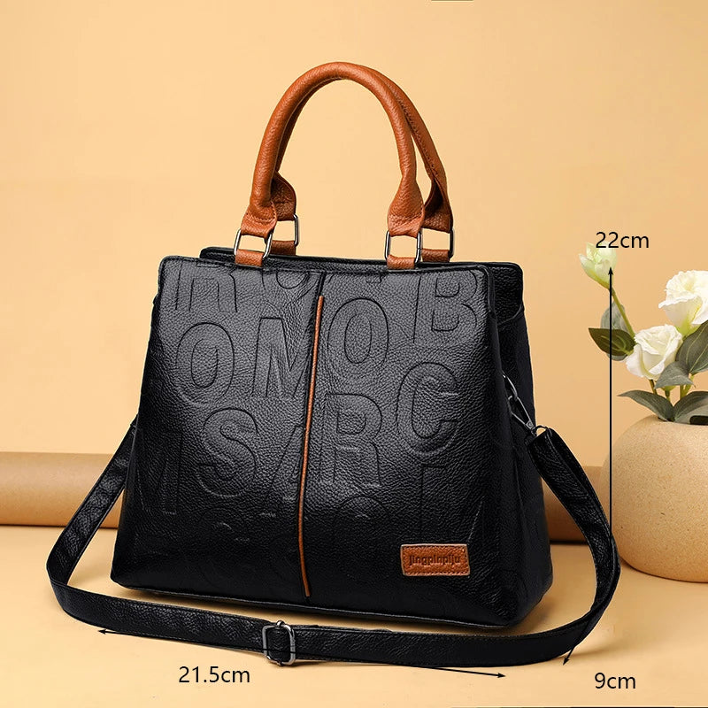 Luxury PU Leather Tote – Large Capacity Travel Shoulder Crossbody Bag for Women