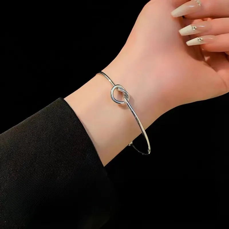 Trendy Open Twist Cuff Bangles – Golden & Silver Circle Charm Bracelets for Women