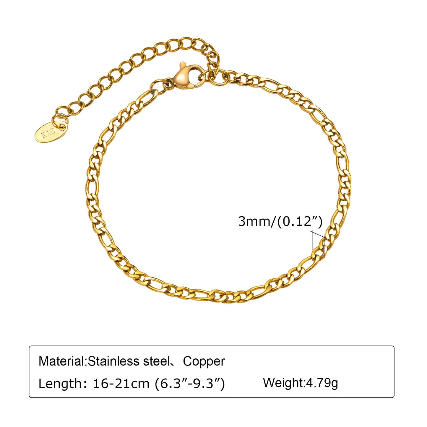 18K Gold Plated Paperclip Chain Bracelet – Adjustable Chunky Stainless Steel Jewelry