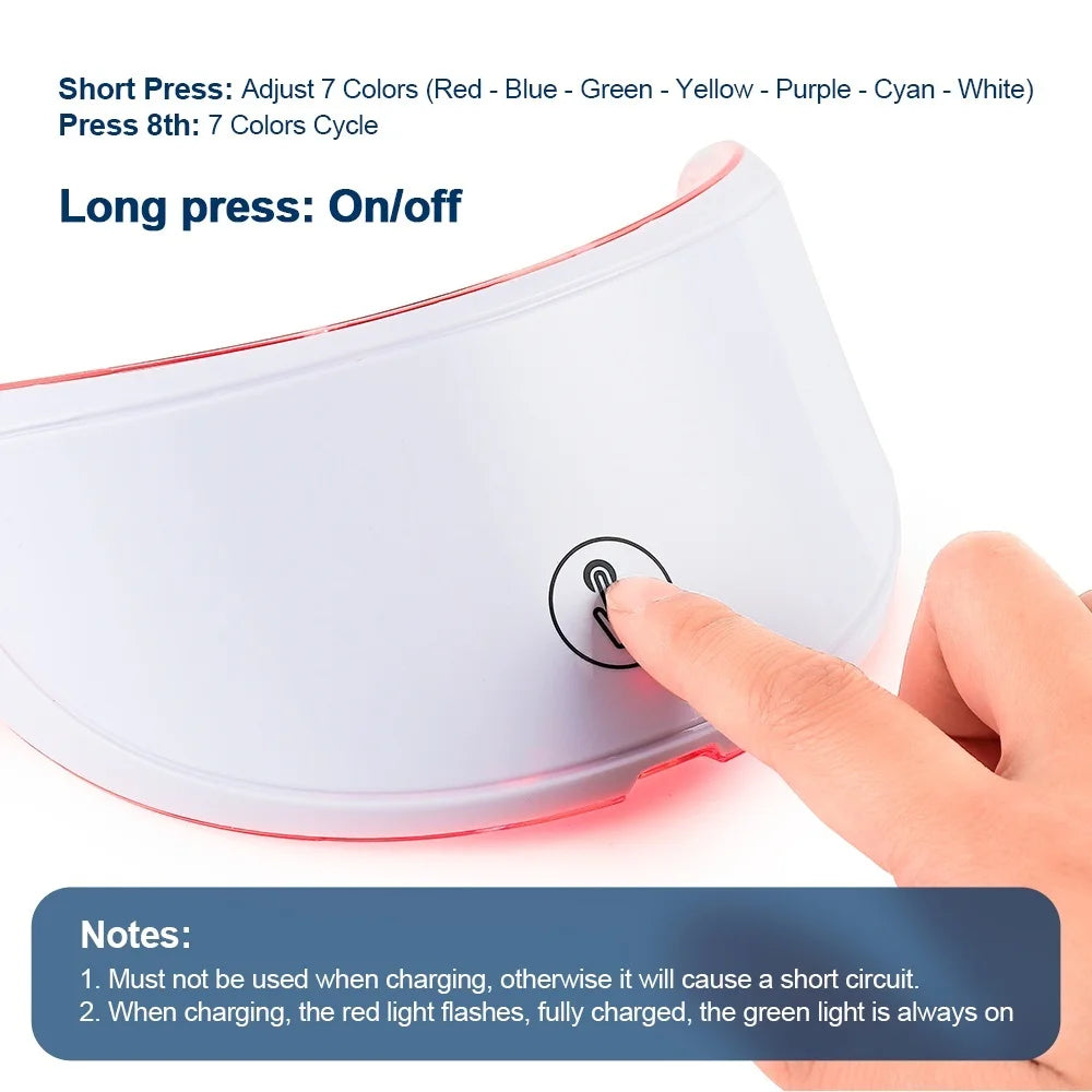 Wireless 7-Color LED Face Beauty Machine – Photon Therapy Facial & Neck Mask for Skin Tightening and Rejuvenation