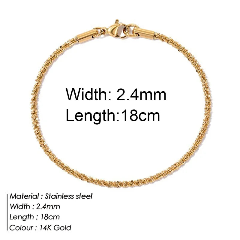 Gold Stainless Steel Twist Cuban Chain Bracelet – Women’s Jewelry Gift