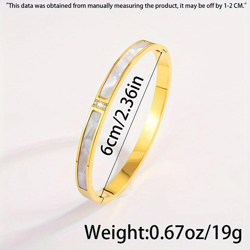Elegant Gold Rhinestone Bangle – Glamorous Stainless Steel Bracelet for Women