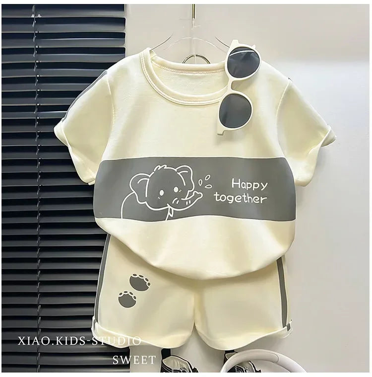 Kids Cotton Summer Set – Short Sleeve Tops & Shorts for Girls & Boys