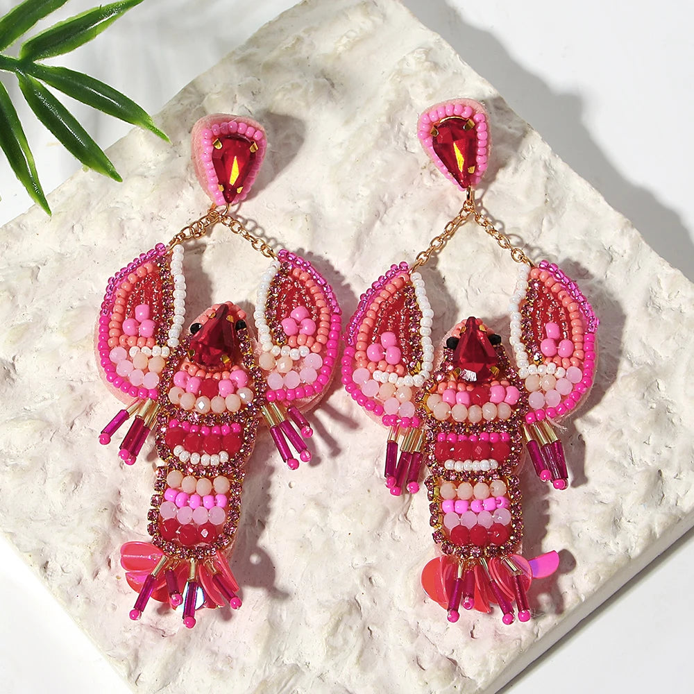 Bohemian Starfish Lobster Conch Earrings – Handmade Summer Beach Jewelry