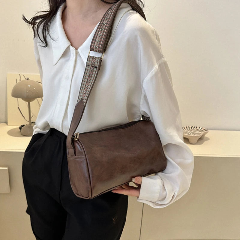 Vintage PU Leather Boston Handbag – Small Designer Crossbody & Travel Shoulder Bag for Women