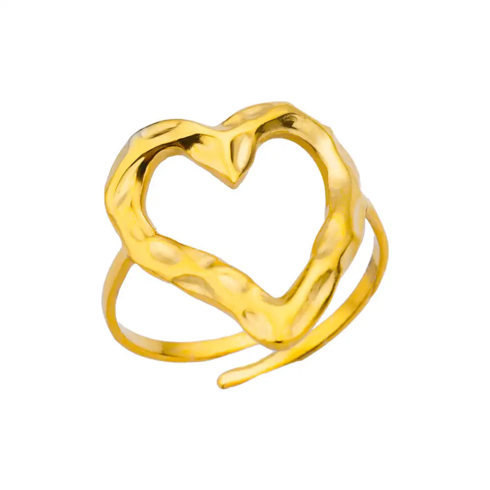 Gold Stainless Steel Open Ring – Waterproof Women’s Wedding Band Jewelry