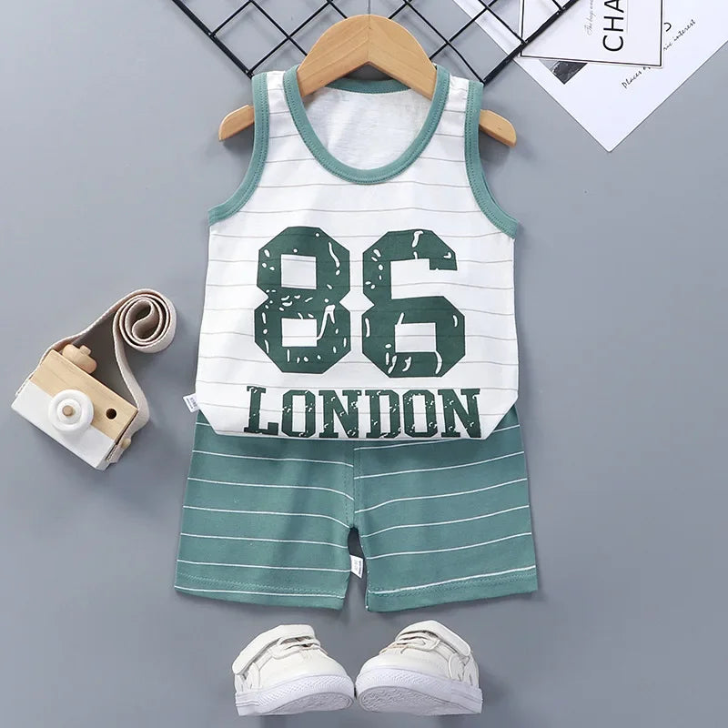 Children’s Summer Cotton Sets – Boys & Girls Sleeveless Tank Tops & Shorts