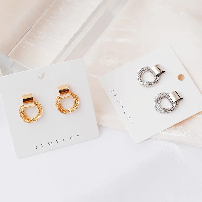 Vintage Metal Round Drop Earrings – Geometric Women’s Statement Jewelry