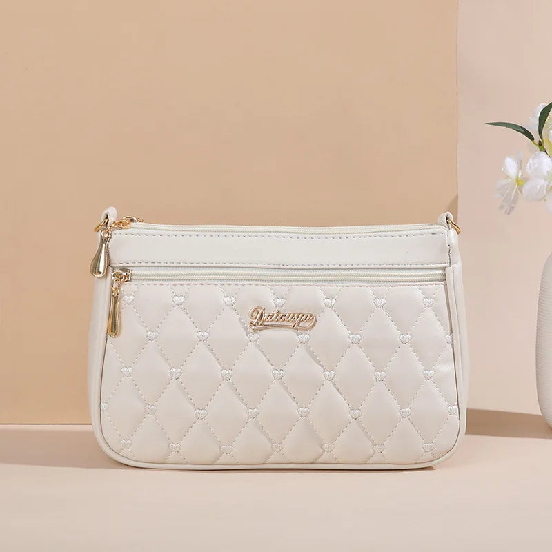 Embroidered Leather Handbag – Stylish Messenger Shoulder Bag for Women