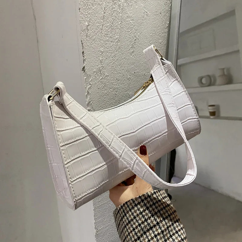 Retro Alligator Pattern PU Leather Handbag – Small Shoulder & Clutch Tote for Women