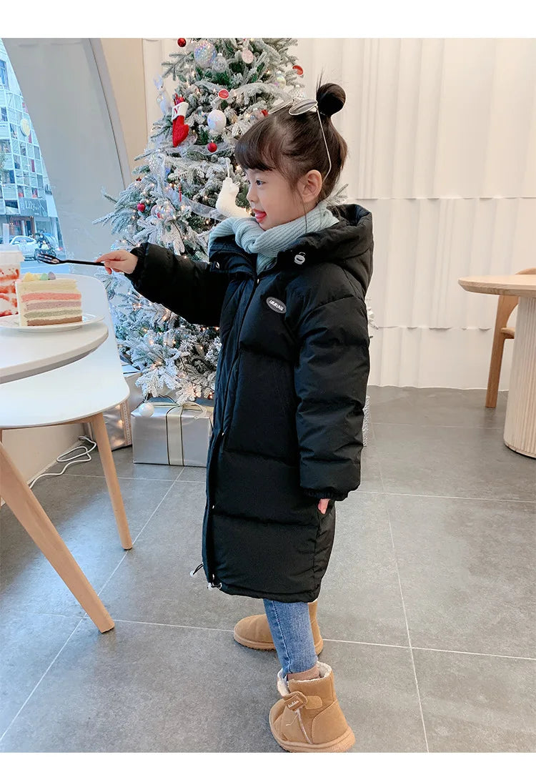 Winter Warm Girls Hooded Puff Jacket – Cotton Lined Zipper Coat, Thick Kids School Outfits 2-14Y
