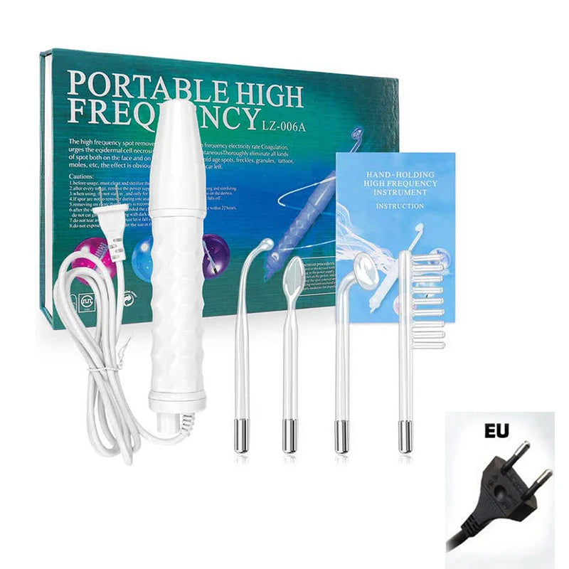 4-in-1 High Frequency Facial Therapy Wand – Galvanic Skin Care & Hair Growth Tool