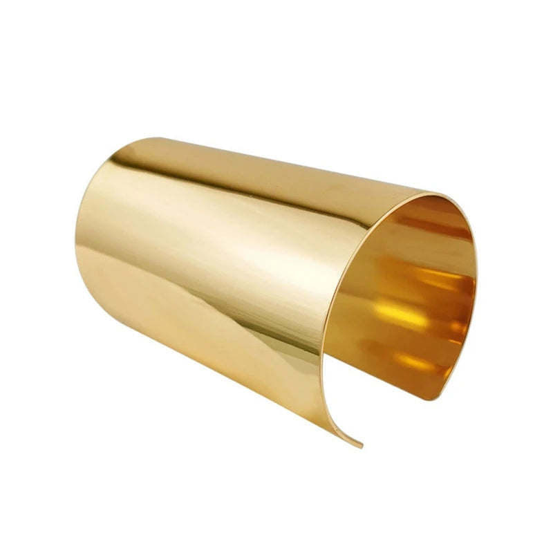 Gold Wide Cuff Bangle – Open Wire Wrap Bracelet for Women