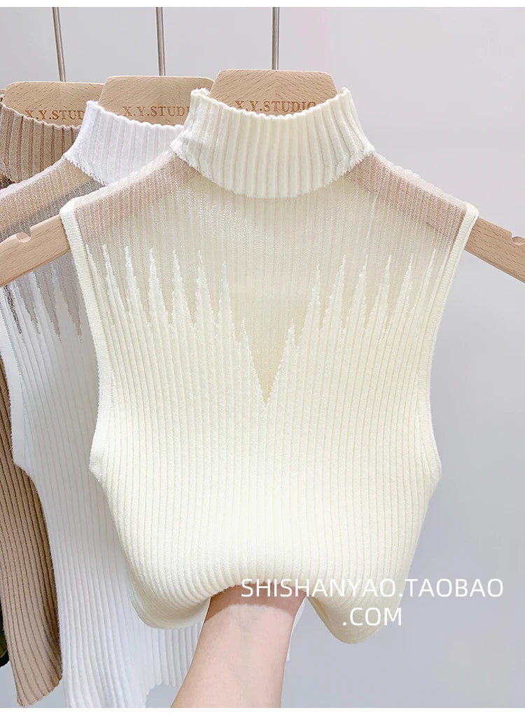 Y2K Mesh Knit Tank Top – Sleeveless Cut-Out Streetwear Style