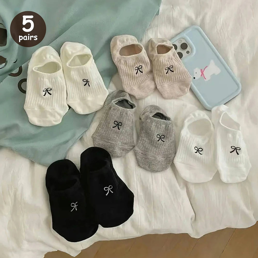 Cute Print Ankle Socks – 5 Pairs Low-Cut Summer Set