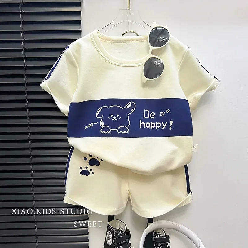 Kids Cotton Summer Set – Short Sleeve Tops & Shorts for Girls & Boys