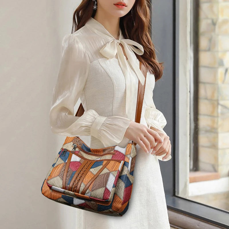 Vintage Multi-Pocket Crossbody Bag – Elegant All-Match Shoulder Handbag for Women