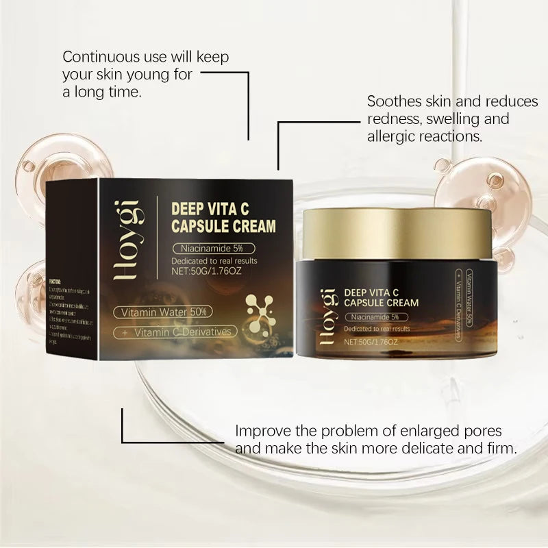 Deep Vita C Capsule Cream – Face Moisturizer Gel with Collagen & Niacinamide | Anti-Wrinkle, Firming, Repairing & Hydrating Skincare