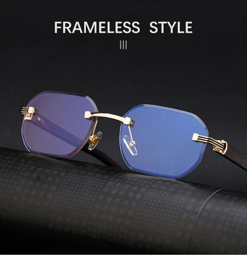Vintage Square Rimless Sunglasses – Luxury Punk UV400 Anti Blue Light for Men 2025