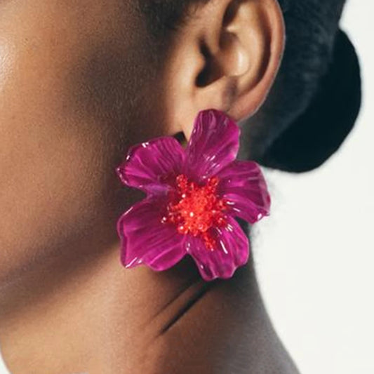 Colorful Resin Flower Earrings – Luxury Women’s Holiday Jewelry