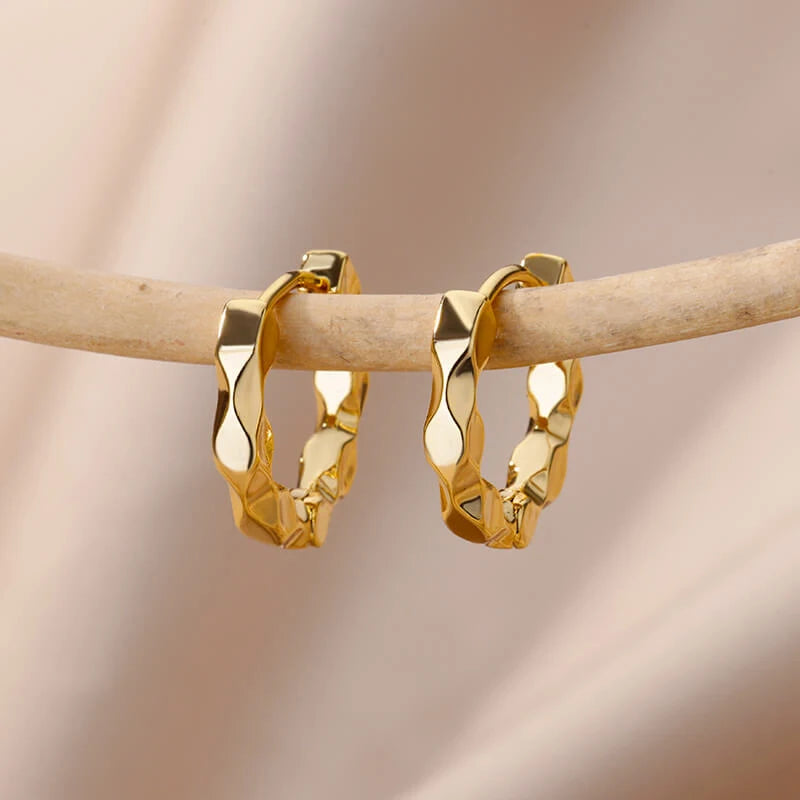 Gold Heart Zircon Hoop Earrings – Waterproof Stainless Steel Jewelry
