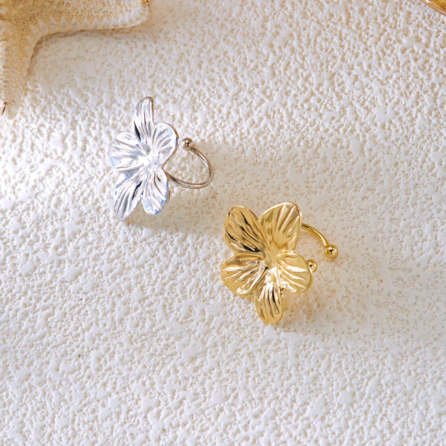 Boho Starfish Shell Ear Cuffs – Asymmetrical Beach Party Earrings for Women