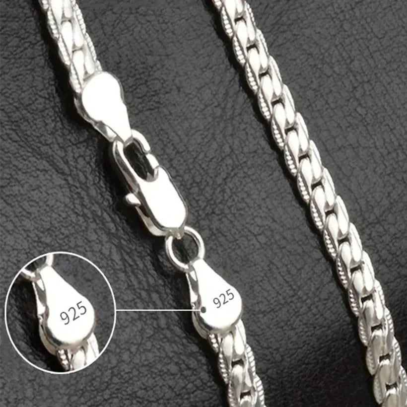 925 Sterling Silver 18K Gold 5MM Sideways Chain Necklace – Unisex Wedding & Fashion Jewelry