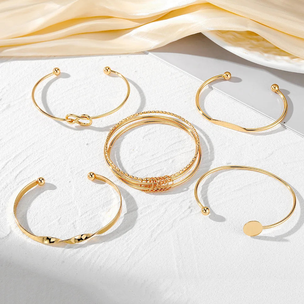Punk Multilayer Twist Bracelets – Sparkling Adjustable Bangles for Women